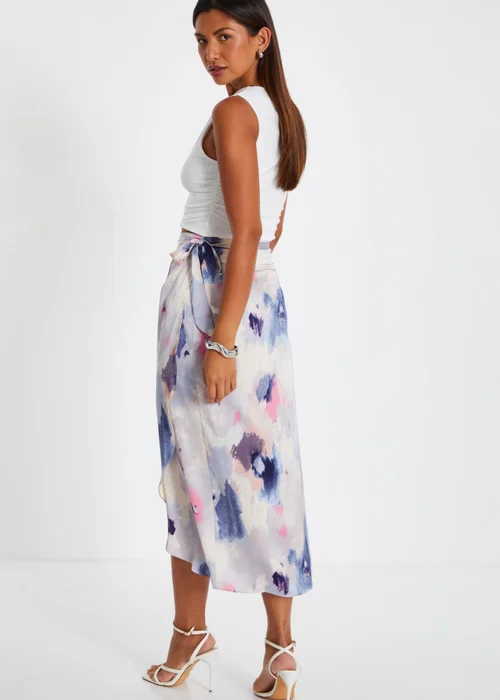 Quiz Multi Marble Print Wrap Midi Skirt - Size 4 Clothing Image 2