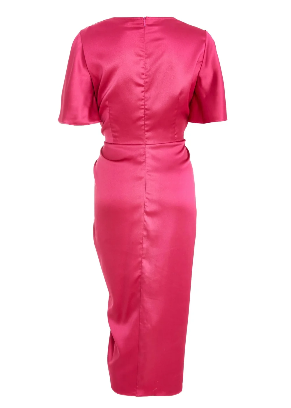 Quiz Red Satin Ruched Wrap Midi Dress - 8 Image 5