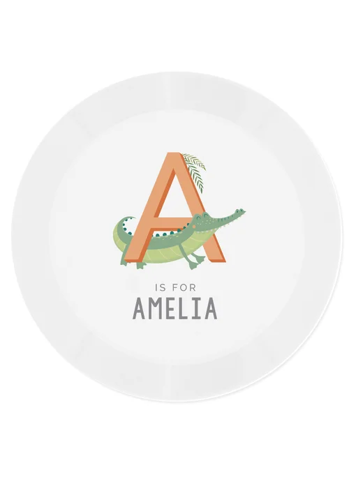 Personalised Memento Company White Animal Alphabet Plastic Plate - One Size Image 1