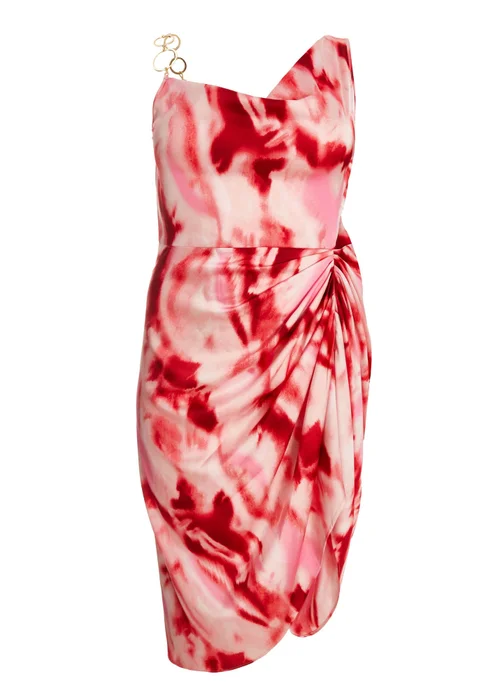 Quiz Pink Curve Satin Marble Print Midi Dress - 16 Image 4