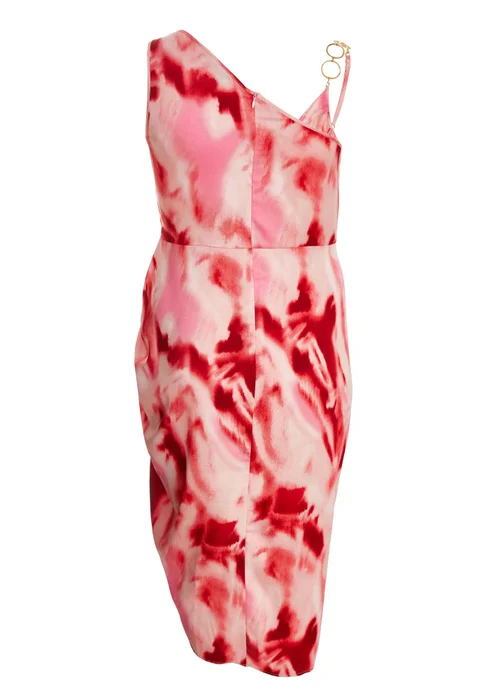 Quiz Pink Curve Satin Marble Print Midi Dress - 16 Image 5