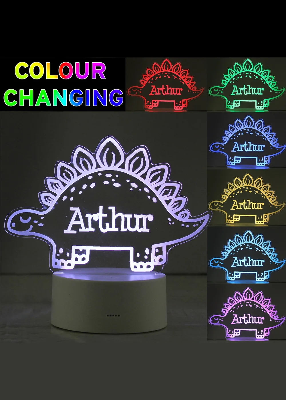 Personalised Memento Company Clear Dinosaur LED Colour Changing Night Light - One Size Image 3