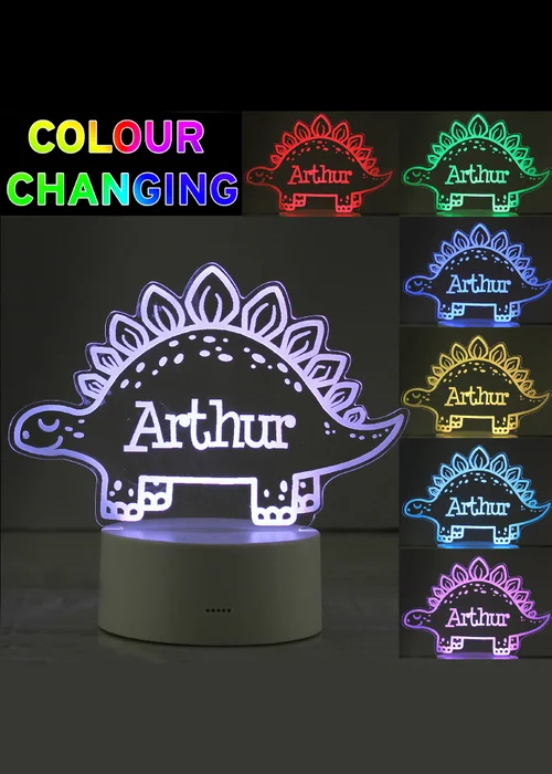 Personalised Memento Company Clear Dinosaur LED Colour Changing Night Light - One Size Image 3
