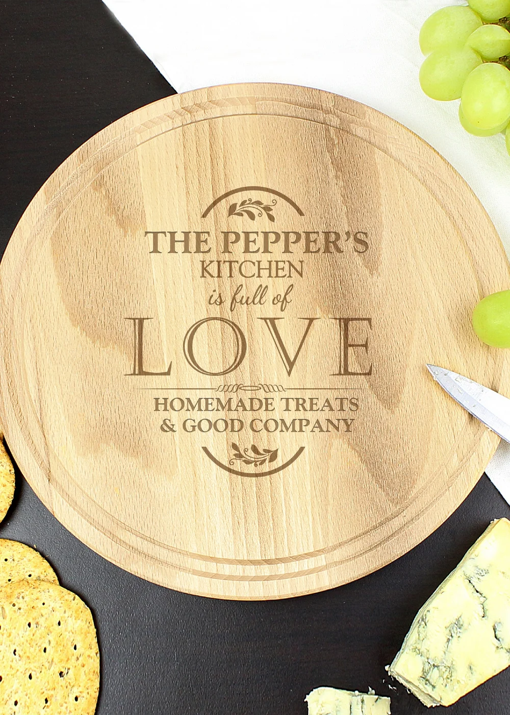 Personalised Memento Company Wood Full of Love Large Round Chopping Board - One Size Image 1