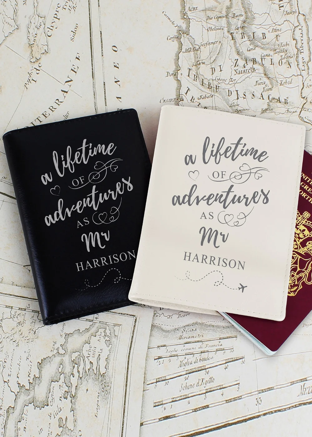 Personalised Memento Company Cream Lifetime of Adventures Couples Passports - One Size Image 3