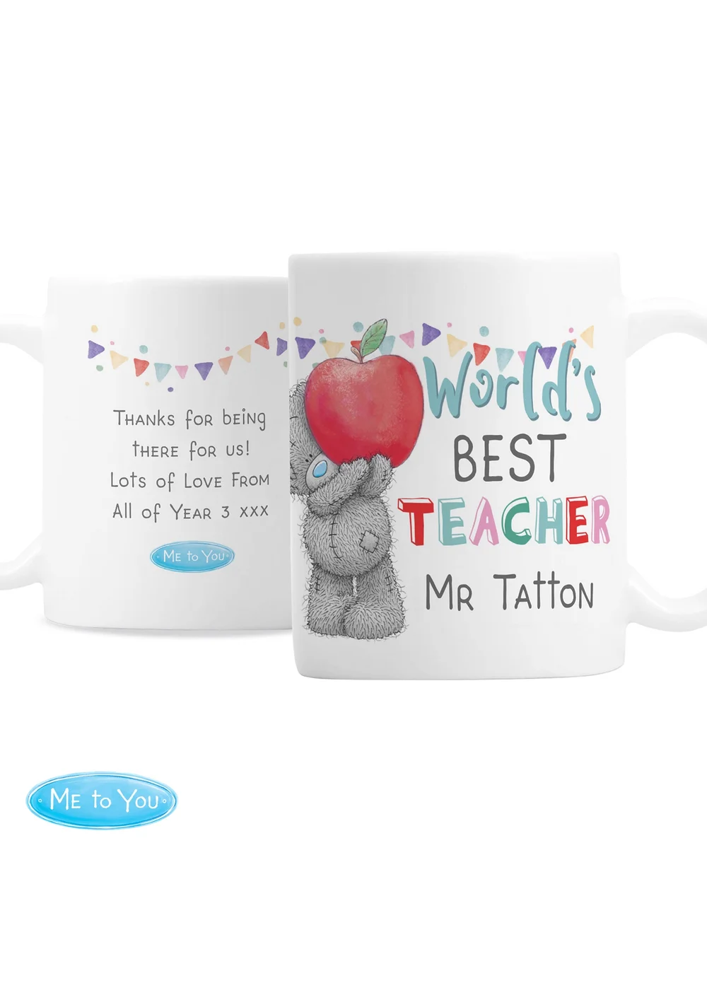 Personalised Memento Company White Me to You World's Best Teacher Mug - One Size Image 3