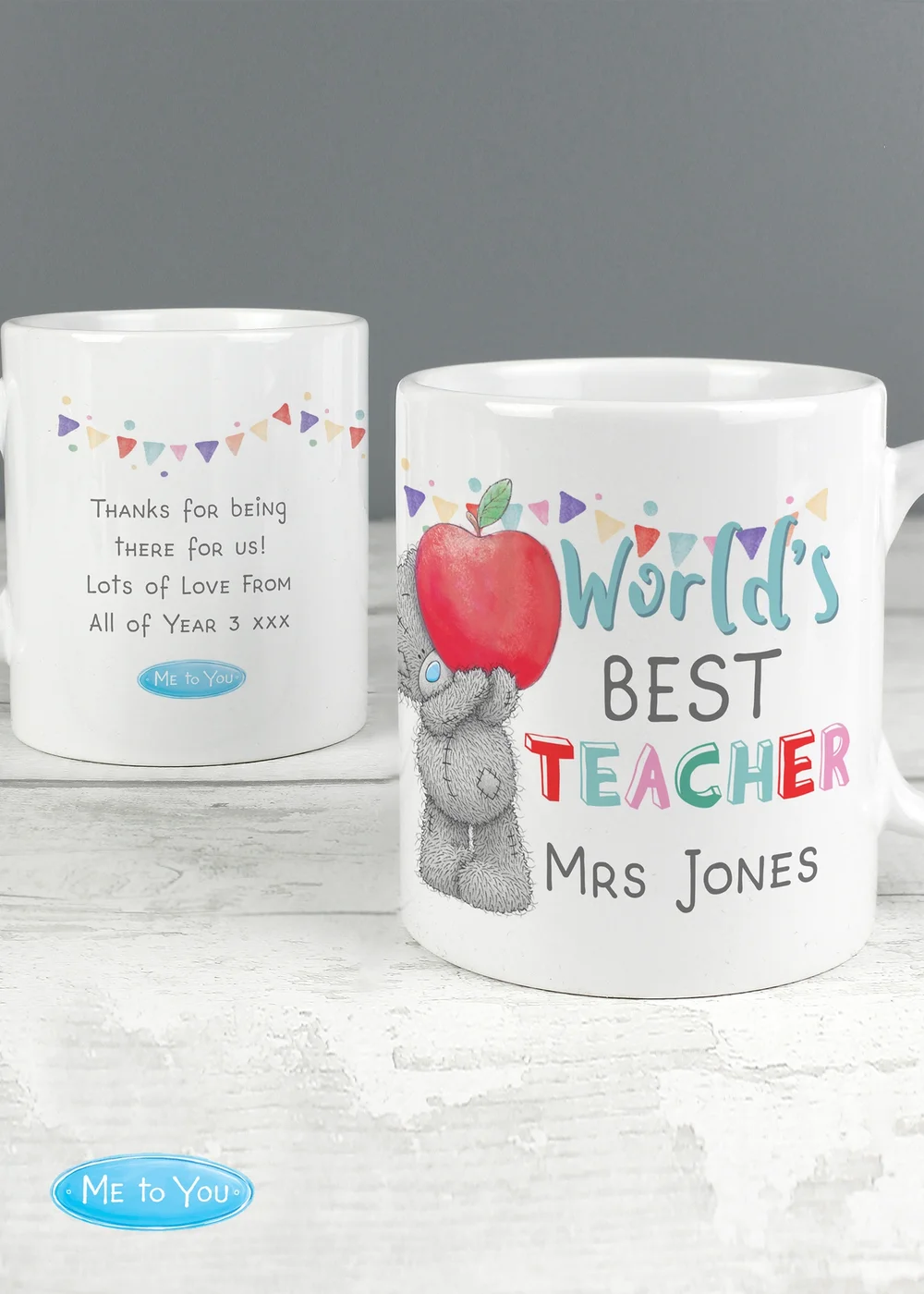 Personalised Memento Company White Me to You World's Best Teacher Mug - One Size Image 1