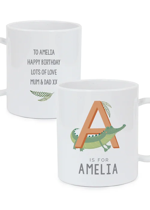 Personalised Memento Company White Animal Alphabet Plastic Mug - One Size Image 1