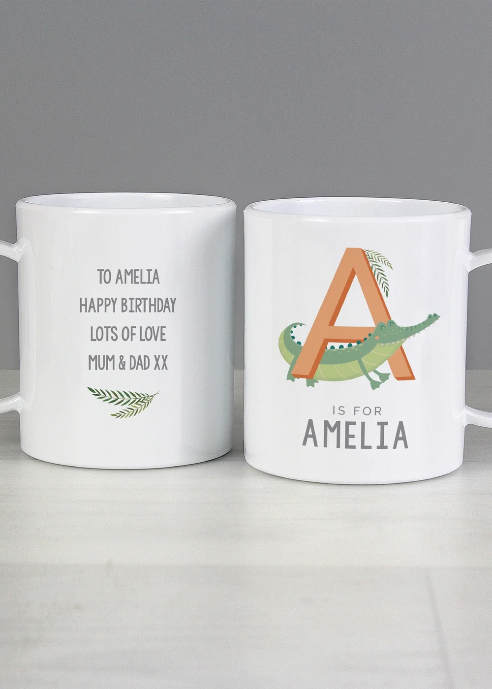 Personalised Memento Company White Animal Alphabet Plastic Mug - One Size Image 3