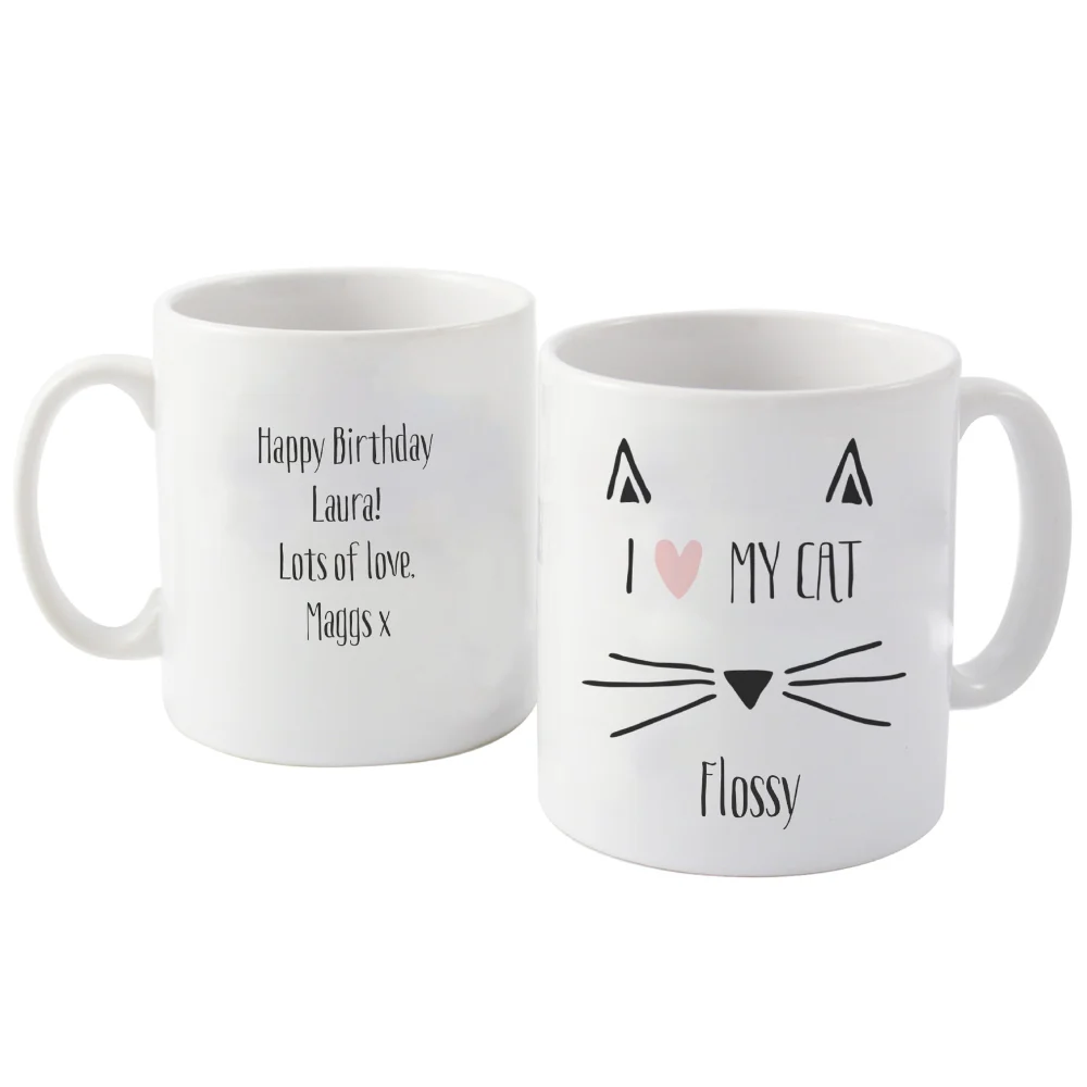 Personalised Memento Company White Cat Features Mug - One Size Image 5