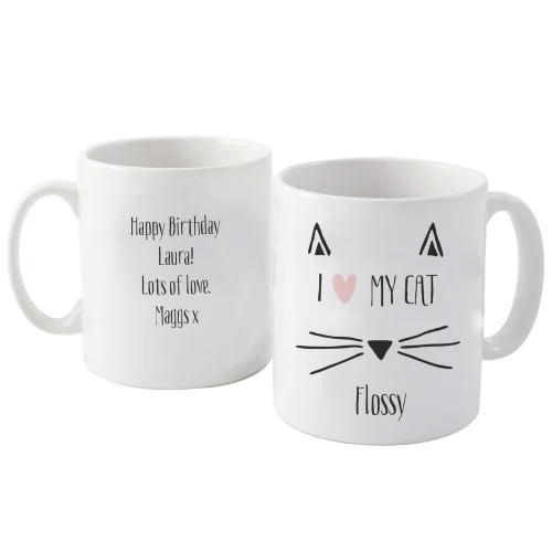 Personalised Memento Company White Cat Features Mug - One Size Image 5