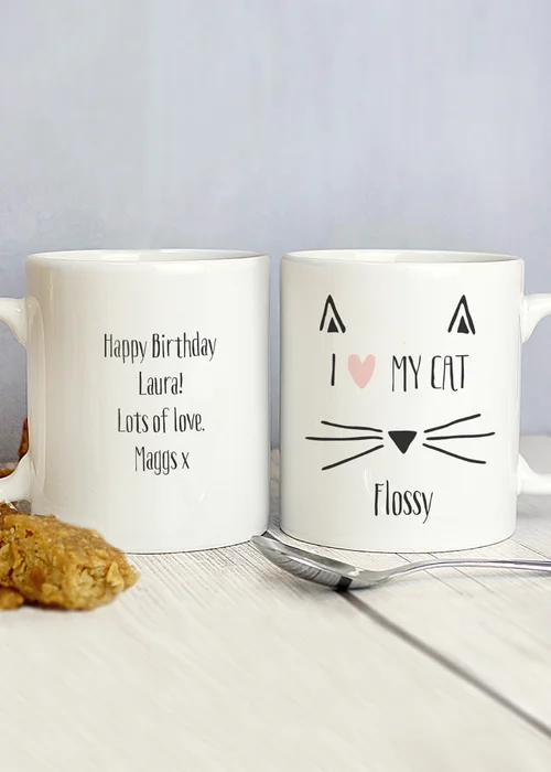 Personalised Memento Company White Cat Features Mug - One Size Image 3