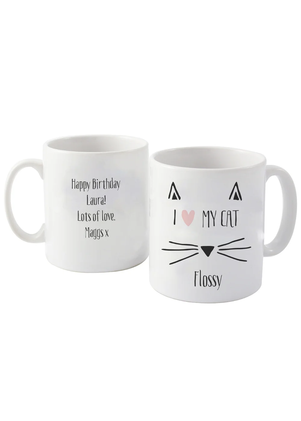 Personalised Memento Company White Cat Features Mug - One Size Image 1