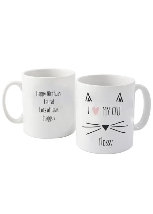 Personalised Memento Company White Cat Features Mug - One Size Image 1
