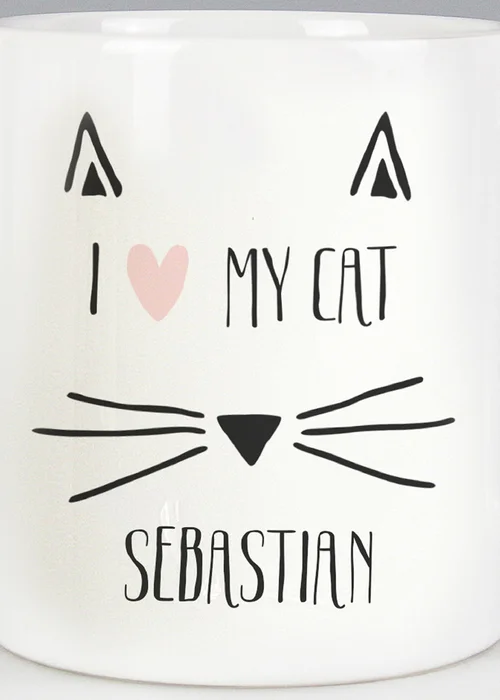Personalised Memento Company White Cat Features Mug - One Size Image 2