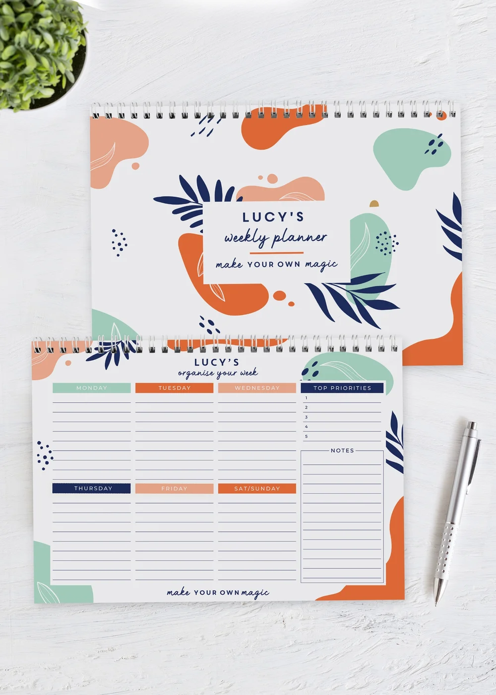 Personalised Memento Company White Tropical A4 Desk Planner - One Size Image 3