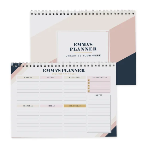 Personalised Memento Company White Navy & Blush A4 Desk Planner - One Size Image 5