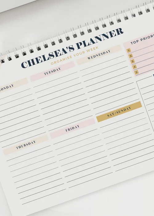 Personalised Memento Company White Navy & Blush A4 Desk Planner - One Size Image 2
