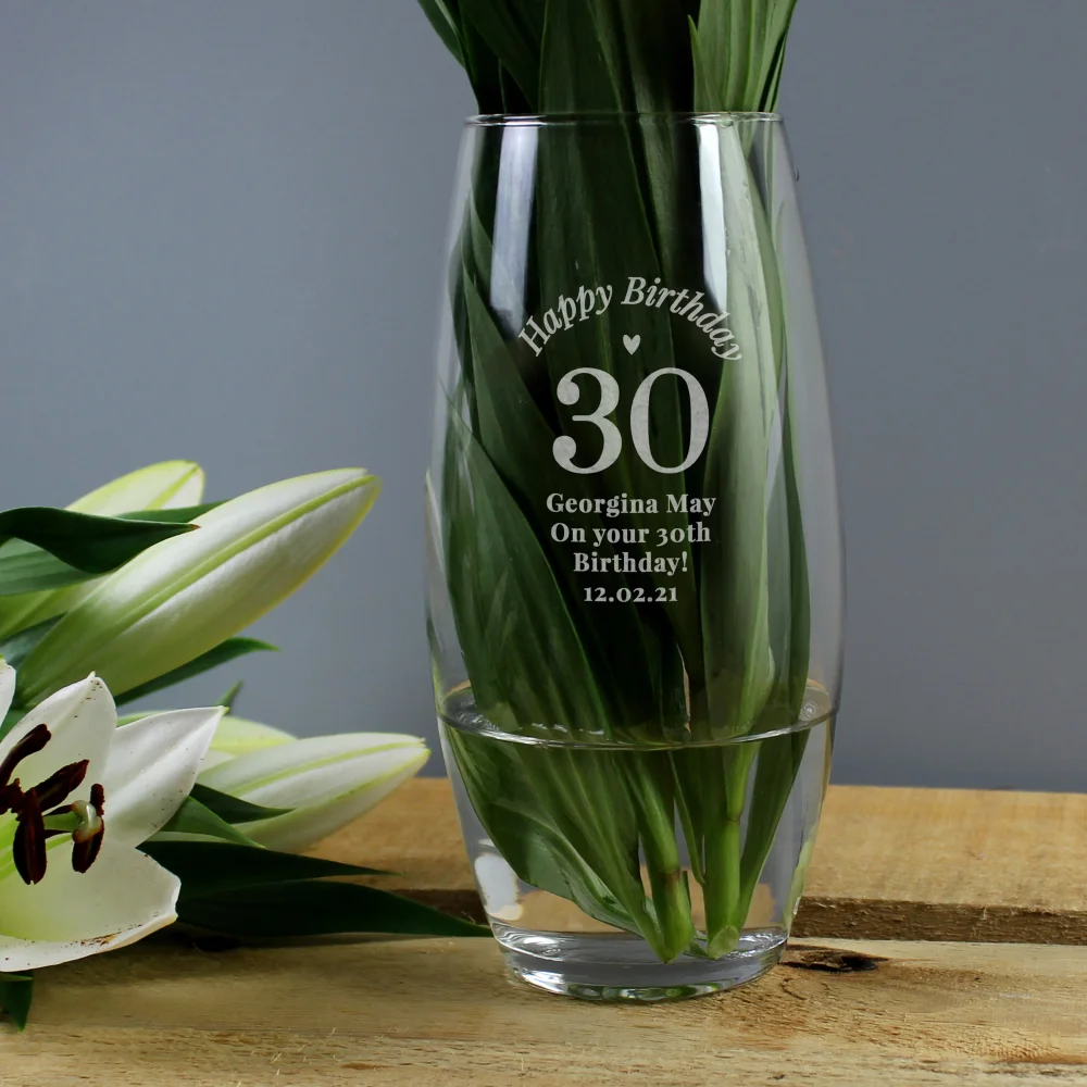 Personalised Memento Company Clear Happy Birthday Bullet Vase - One Size Image 5