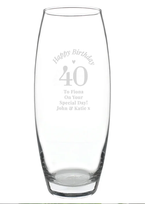 Personalised Memento Company Clear Happy Birthday Bullet Vase - One Size Image 1