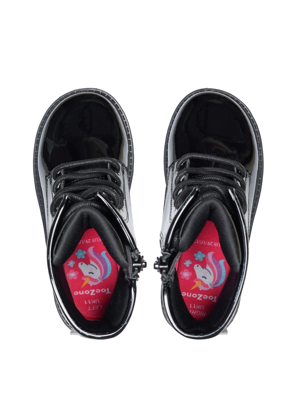 ToeZone Holly Black Patent Leather Unicorn Boot (Younger 8 - Older 2) - 13 Infants Image 3