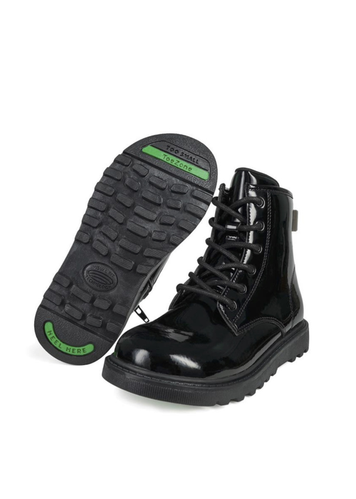 ToeZone Holly Black Patent Leather Unicorn Boot (Younger 8 - Older 2) - 13 Infants Image 1
