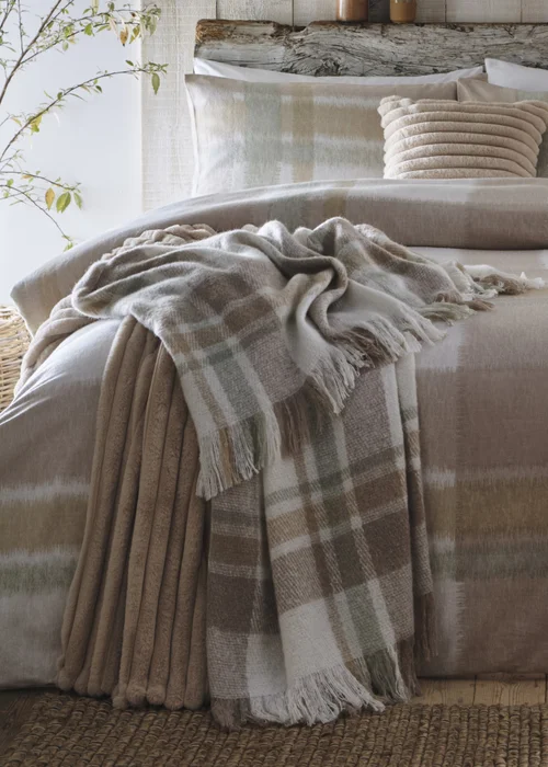 Appletree Hygge Verbier Natural Faux Mohair Bedspread - 130 x 180cm Image 1