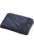 Appletree Loft Chenille Throw Navy Bedspread - 130 x 180cm Image 2