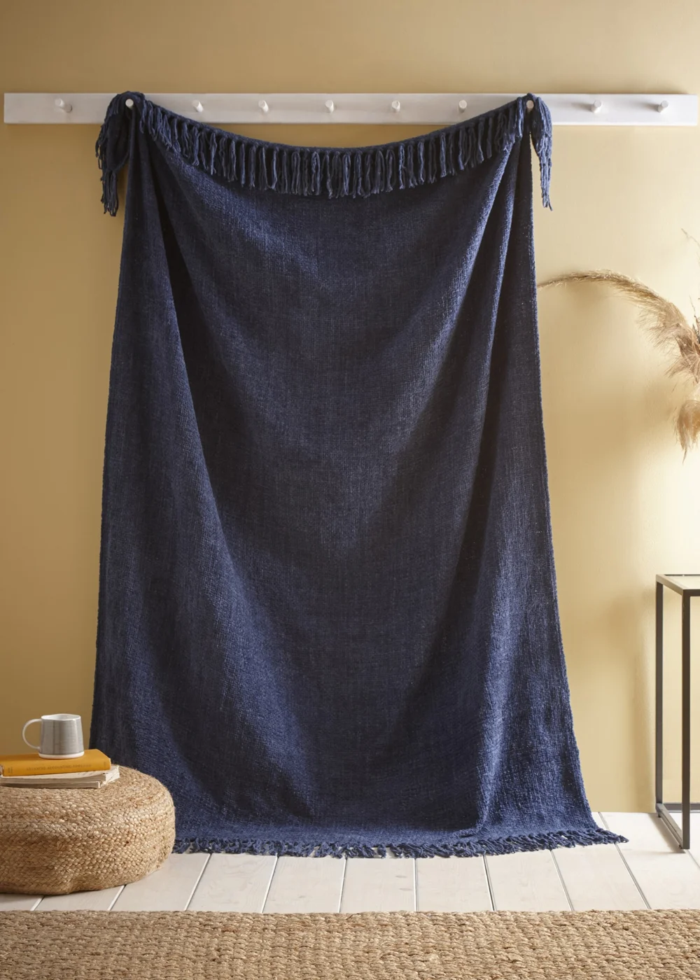 Appletree Loft Chenille Throw Navy Bedspread - 130 x 180cm Image 1