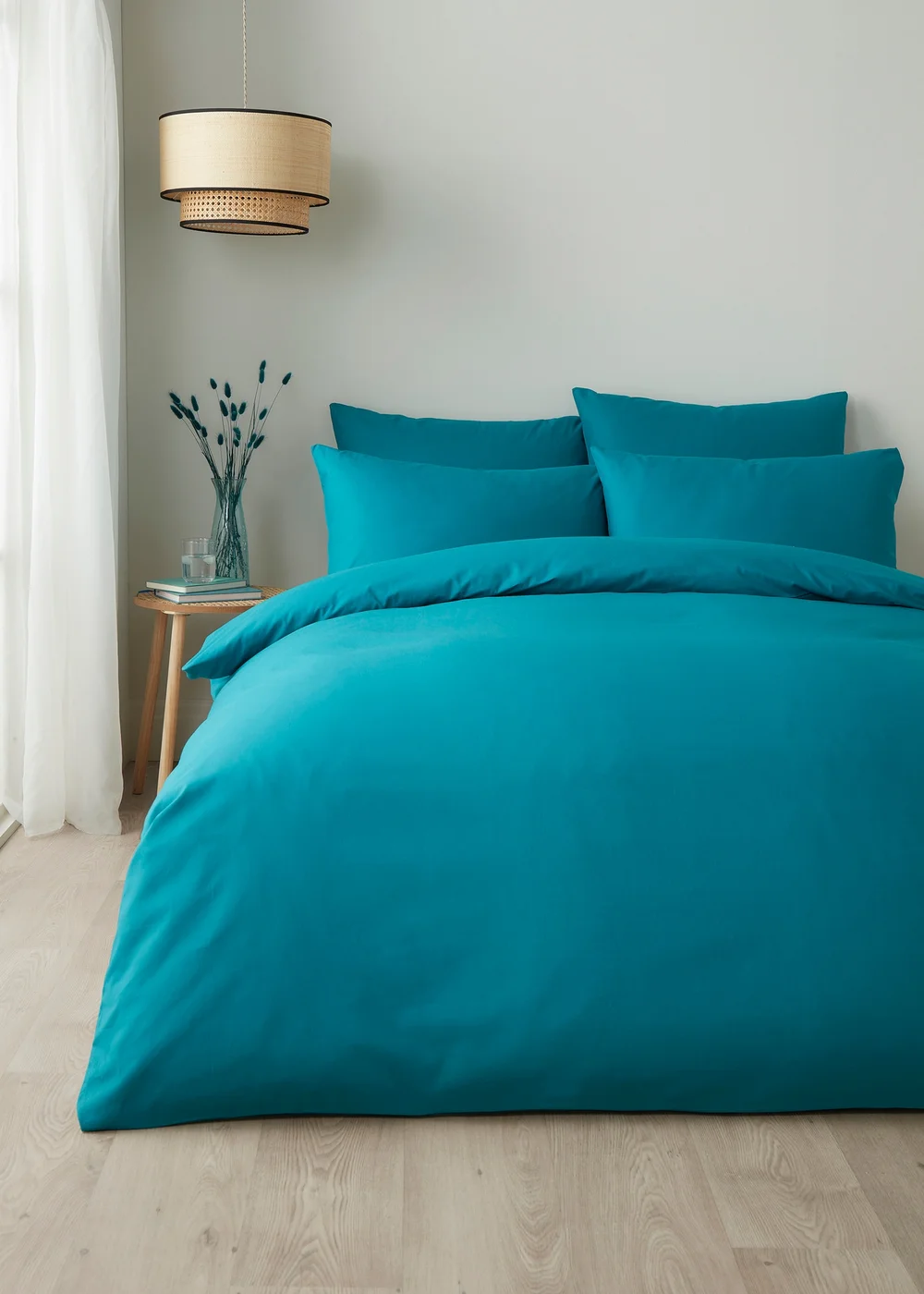 Appletree Style Pure Cotton Teal Duvet Cover Set - Single Image 1
