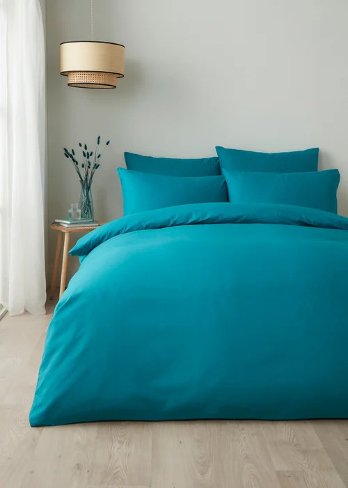 Appletree Style Pure Cotton Teal Duvet Cover Set - Single Image 1