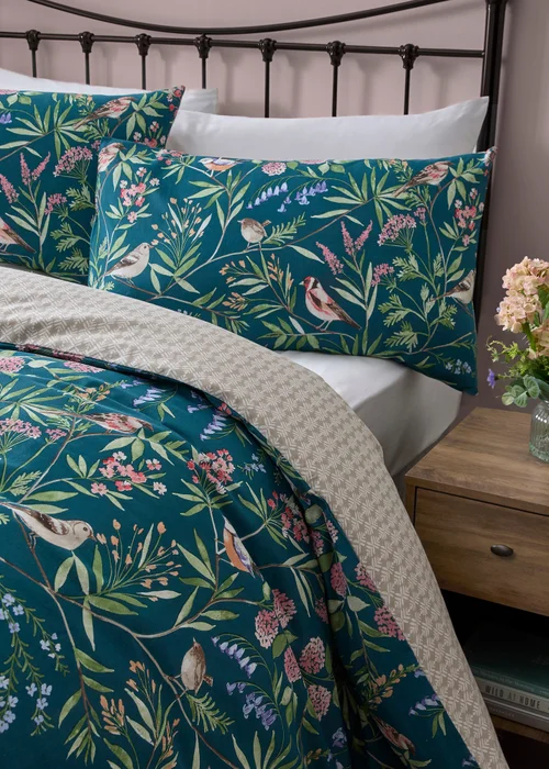 Dreams & Drapes Design Caraway Green Reversible Duvet Cover Set - Single Image 2