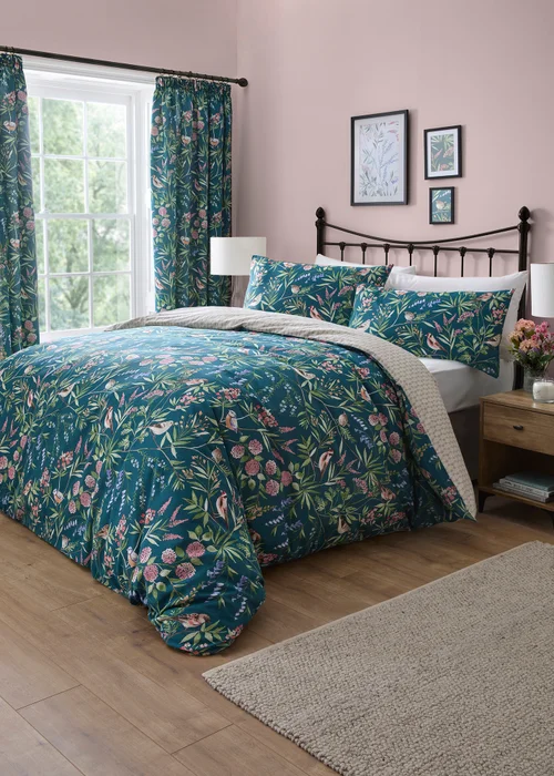 Dreams & Drapes Design Caraway Green Reversible Duvet Cover Set - Single Image 1