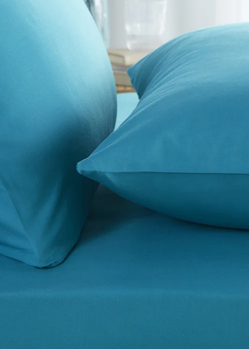 Appletree Style Pure Cotton Teal Pair of Housewife Pillowcases - 50 x 75cm Image 2