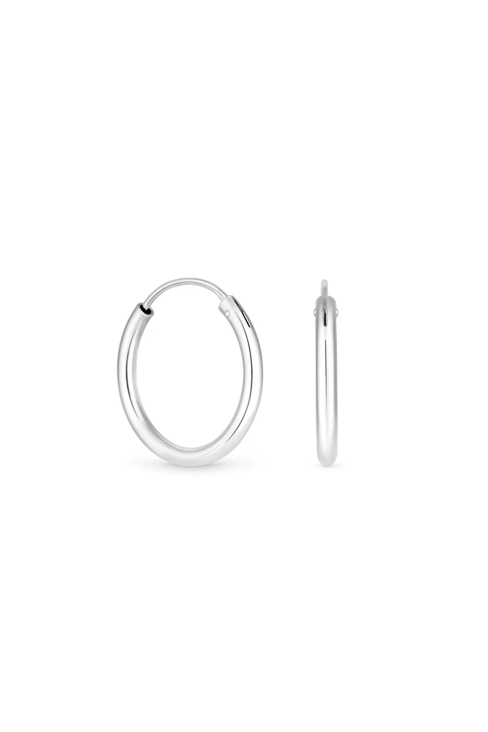 Simply Silver Sterling Silver 925 Polished Sleeper Hoop Earrings - One Size Image 1