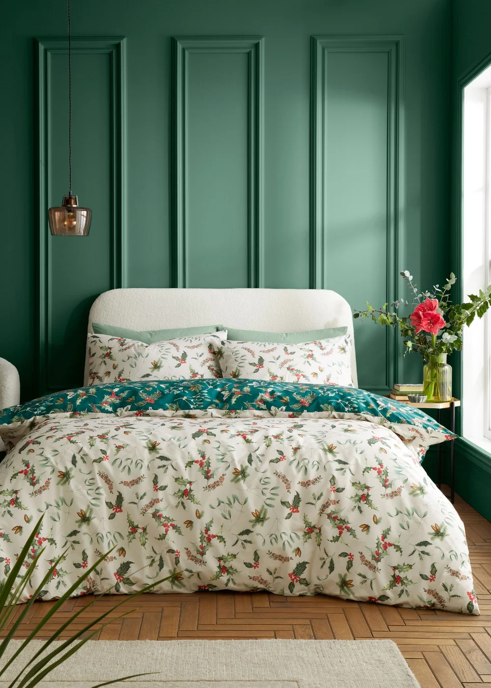 RHS Winter Foliage Cotton Reversible Duvet Cover Set - Single Image 2