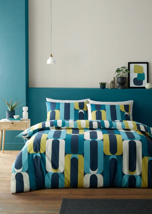 Fusion Orea Blue Duvet Cover Set - Single Image 1