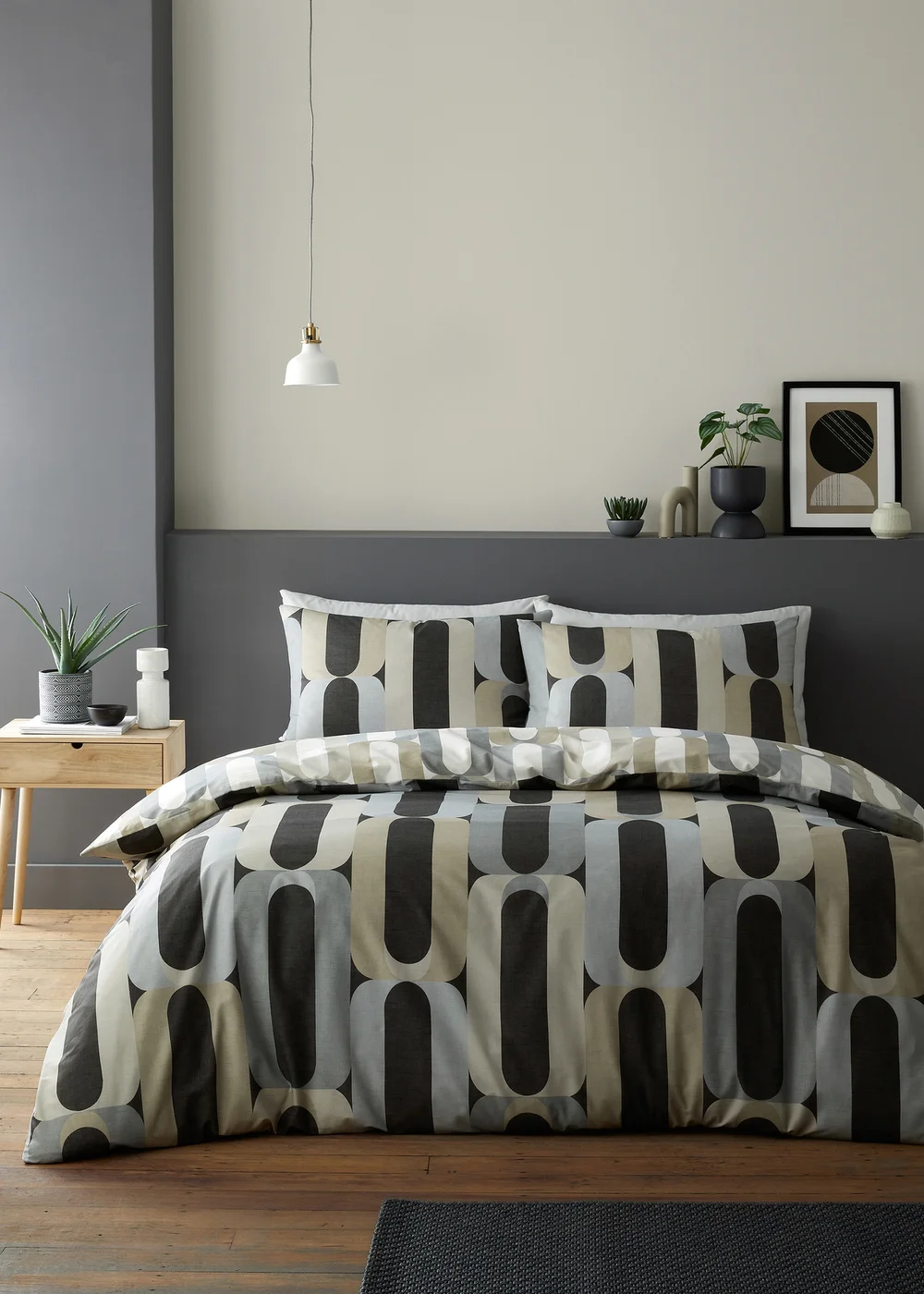 Fusion Orea Charcoal Duvet Cover Set - Single Image 1