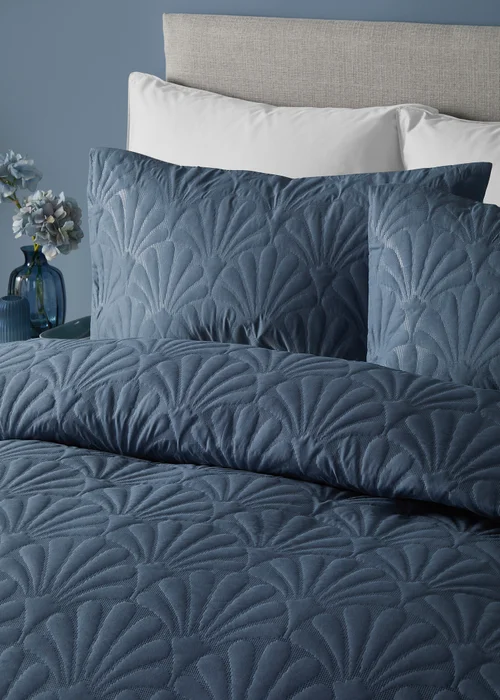 Serene Cavali Dark Blue Pinsonic Duvet Cover Set - Single Image 2