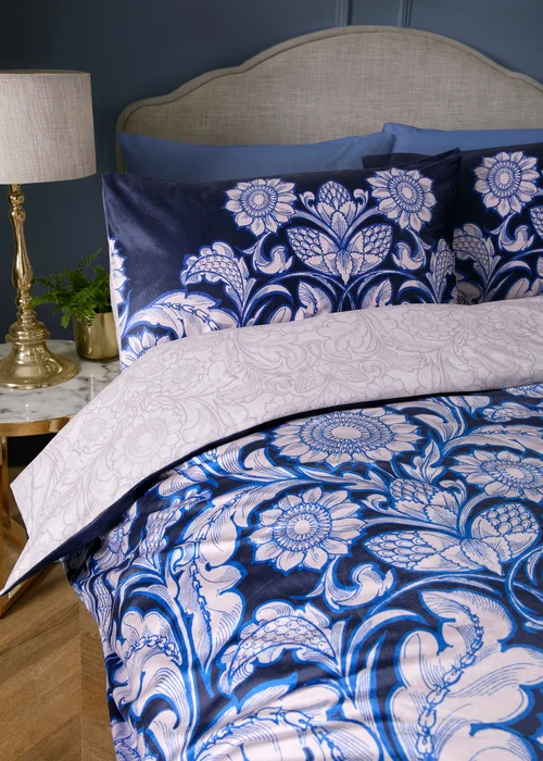 Laurence Llewelyn-Bowen Romilly Blue Jacquard Duvet Cover Set - Double Image 2