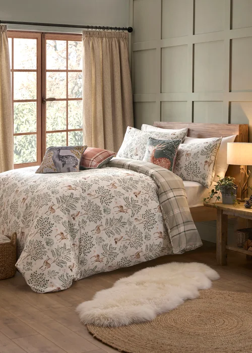 Dreams & Drapes Lodge Forest Animals Christmas Natural Duvet Cover Set - Single Image 5