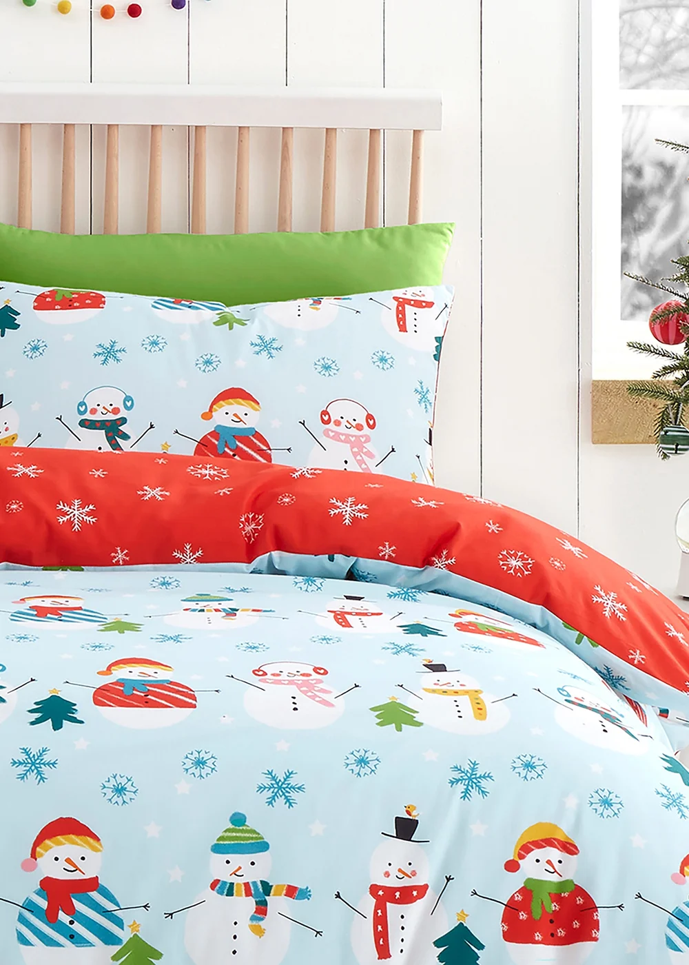 Fusion Christmas Snowman Duck Egg Duvet Cover Set - Single Image 2