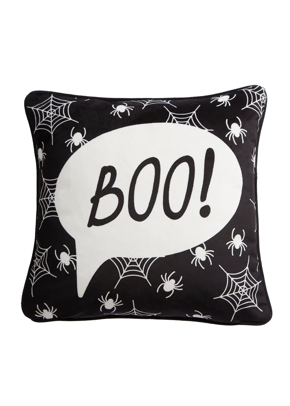 Bedlam Boo Halloween Black Velvet Filled Cushion (43cm x 43cm) - 43W X 43D Image 1