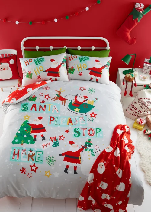 Bedlam Christmas Glow in the Dark Grey Duvet Cover Set - Single Image 5