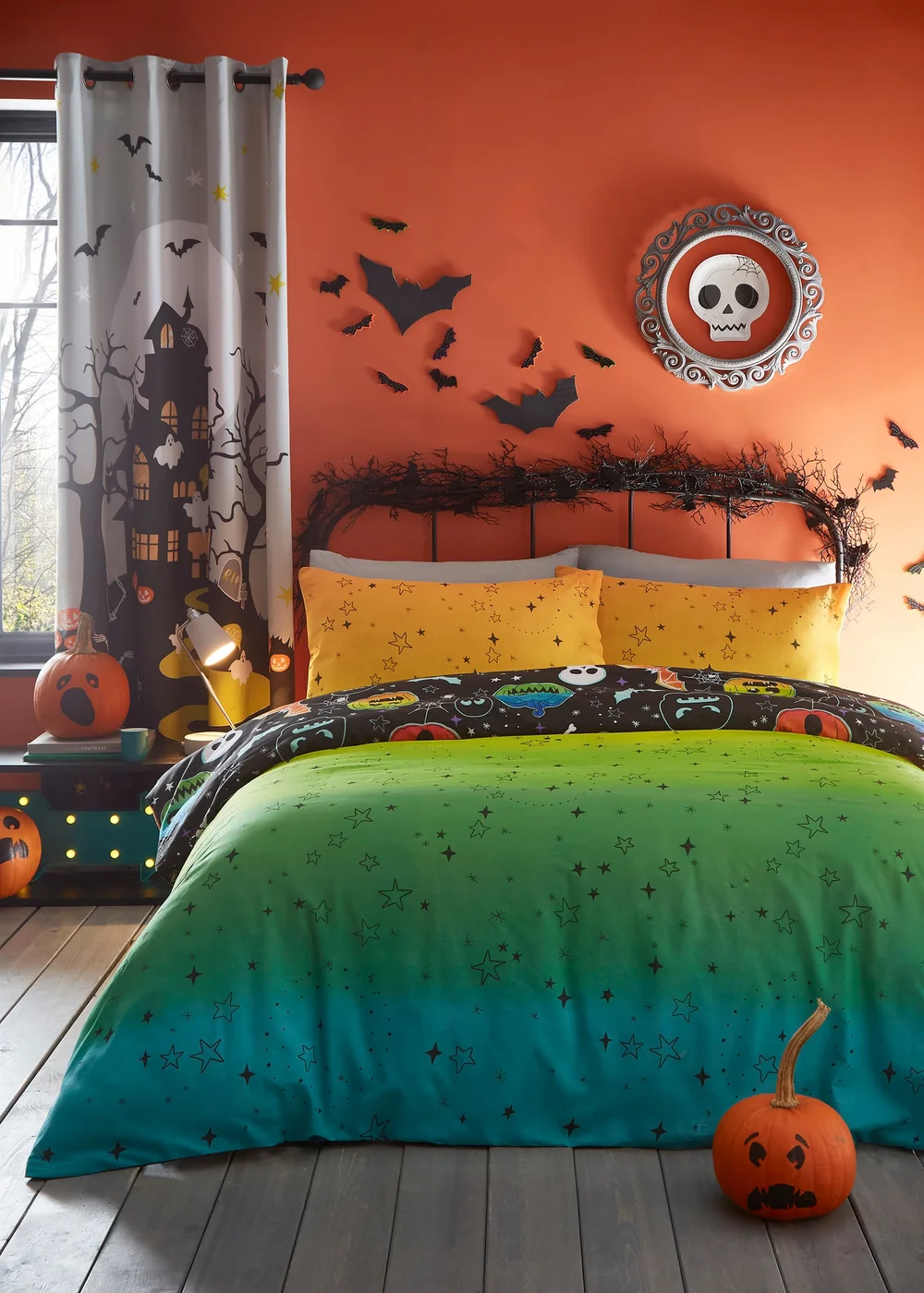 Bedlam Scary Pumpkins Glow in the Dark Halloween Black Duvet Set - Single Image 3