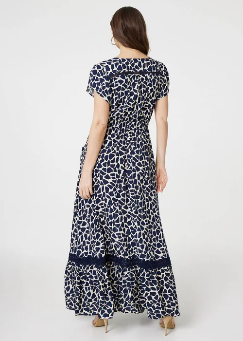 Izabel London Navy Abstract Print Button Front Maxi Dress - 12 Image 2