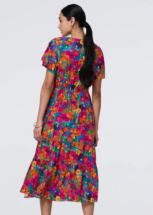 Izabel London Pink Floral Short Sleeve Tie Waist Dress - 8 Image 2