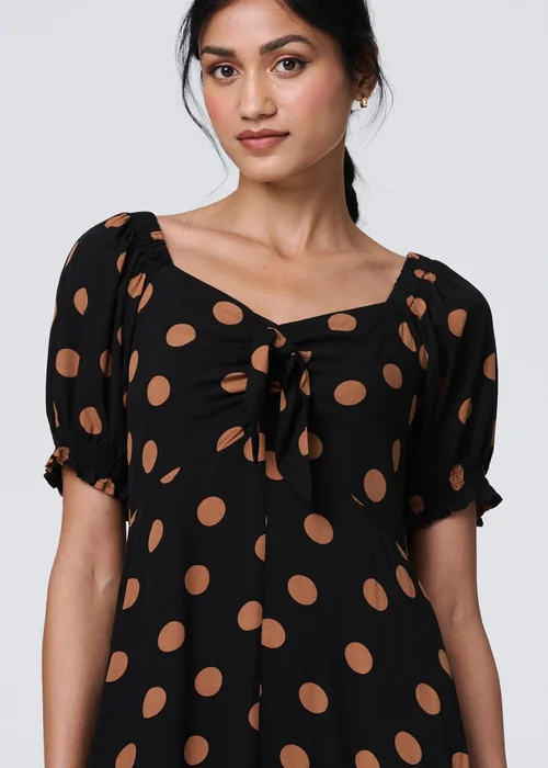 Izabel London Black Polka Dot Puff Sleeve Midi Dress - 8 Image 3