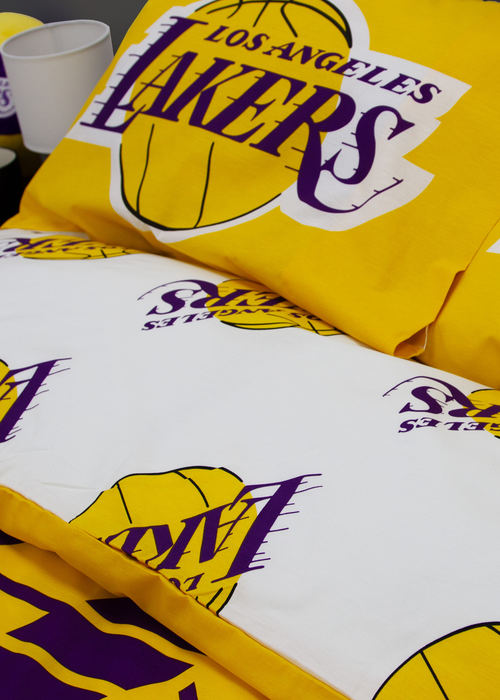NBA Lakers Reversible Polycotton Duvet Cover Set - Double Image 4