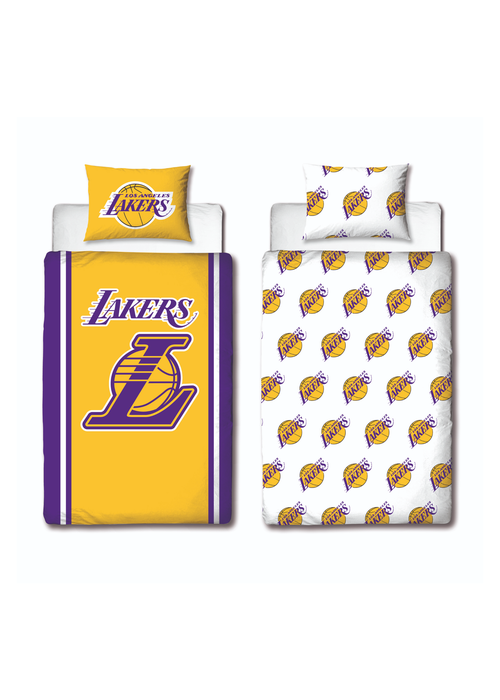 NBA Lakers Reversible Polycotton Duvet Cover Set - Double Image 1